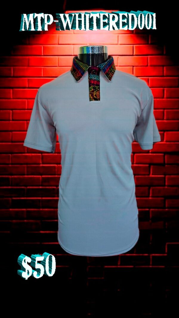 Camisa Polo Blanca Cuello Típico Rojo