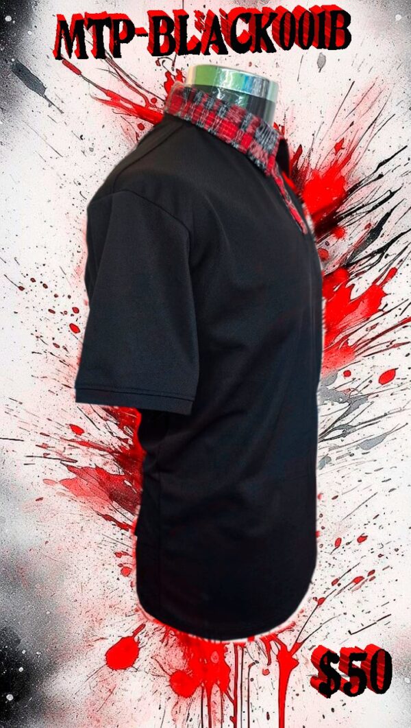 Camisa Polo Negra Cuello Típico Rojo - Imagen 2