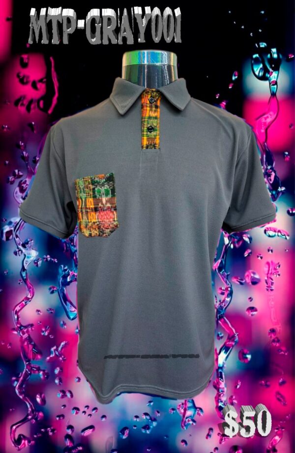 Camisa Polo Gris con Cuello Típico