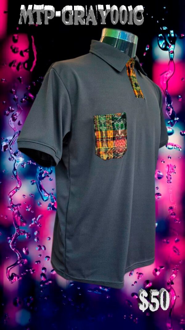 Camisa Polo Gris con Cuello Típico - Imagen 3