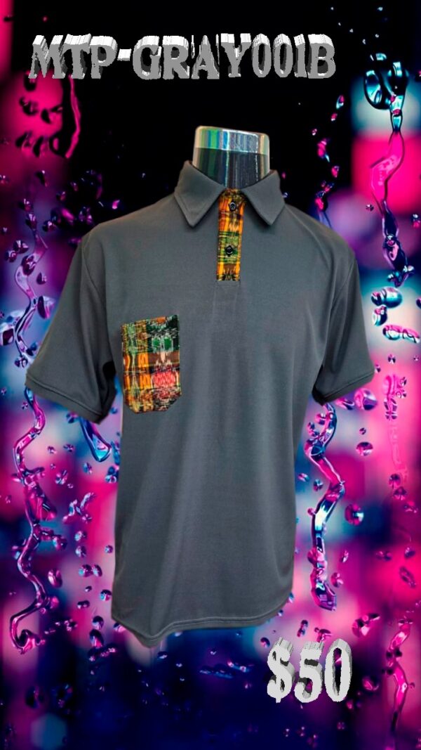 Camisa Polo Gris con Cuello Típico - Imagen 2